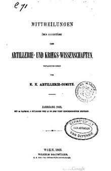 Mitteilungen über Gegenstände der Artillerie- und Kriegs-Wissenschaften