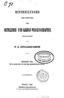 Mitteilungen über Gegenstände der Artillerie- und Kriegs-Wissenschaften