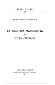 La biblioteca manoscritta di Celso Cittadini