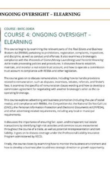 Broker - COURSE 4 - ONGOING OVERSIGHT