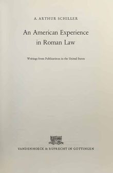 American Experience in Roman Law