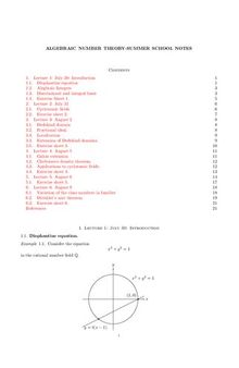 Algebraic Number Theory - Summer School Notes