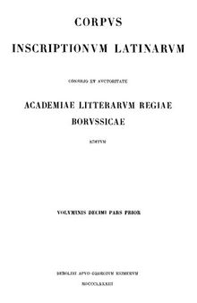 Inscriptiones Bruttiorum, Lucaniae, Campaniae, Siciliae, Sardiniae Latinae: Pars I: Inscriptiones Bruttiorum, Lucaniae, Campaniae