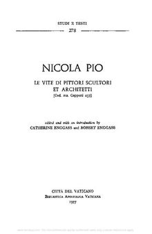 Nicola Pio. Le vite di pittori, scultori e architetti