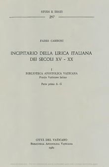 Incipitario della lirica italiana dei secoli XV-XX