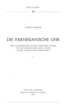 Die Farnesianische Uhr. Der astronomische Automat Bernardo Facinis und die Zeichnungen Nicolas Anitos in der Vatikanischen Bibliothek