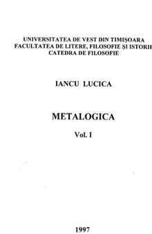 Metalogica, vol. I