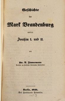 Geschichte der Mark Brandenburg unter Joachim I. und II.