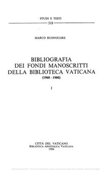 Bibliografia dei fondi manoscritti della Biblioteca Vaticana (1968-1980)