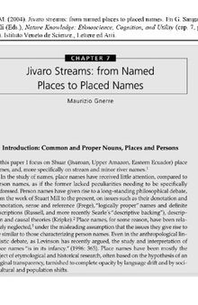 Jivaro streams: from named places to placed names (Shivaroan/ Chicham)