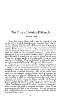 ''The Crisis of Political Philosophy''
