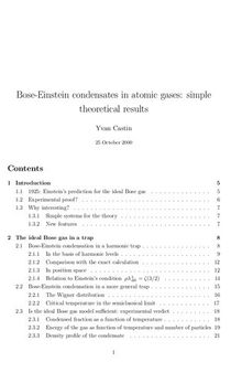 Bose-Einstein condensates in atomic gases: simple theoretical results