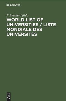 World List of Universities / Liste Mondiale des Universités