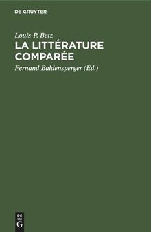 La littérature comparée: Essai bibliographique