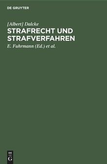 Strafrecht und Strafverfahren: 3. Nachtrag zur 35. Auflage / Januar 1952