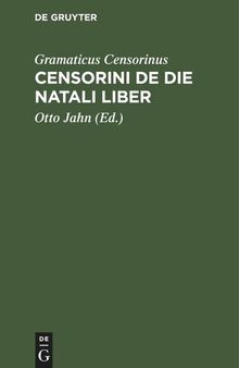 Censorini De die natali liber