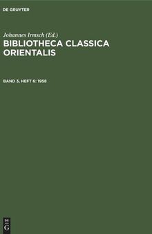 Bibliotheca Classica Orientalis: Band 3, Heft 6 1958