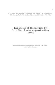 Exposition of the lectures by S. B. Stechkin on approximation theory