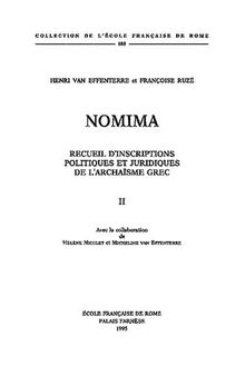 Nomima: recueil d'inscriptions politiques et juridiques de l'archaïsme grec. II, [Droit et société]