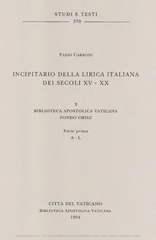 Incipitario della lirica italiana dei secoli XV-XX