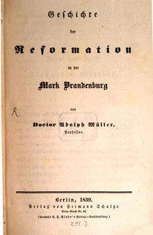 Geschichte der Reformation in der Mark Brandenburg