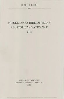 Miscellanea Bibliothecae Apostolicae Vaticanae