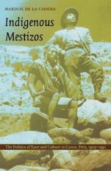 Indigenous Mestizos : The Politics of Race and Culture in Cuzco, Peru, 1919-1991