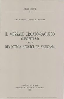 Il messale croato-raguseo (Neofiti 55) della Biblioteca Apostolica Vaticana