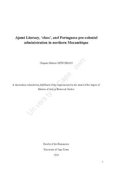 Ajami Literacy, ‘class’, and Portuguese pre-colonial administration in northern Mozambique