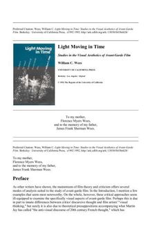 Light Moving in Time : Studies in the Visual Aesthetics of Avant-Grade Film