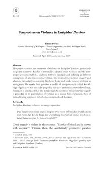Perspectives on Violence in Euripides&rsquo
