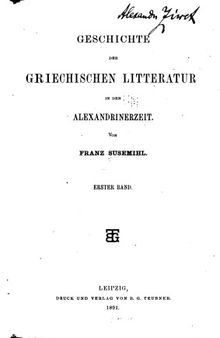 Geschichte der griechischen Litteratur in der Alexandrinerzeit