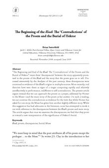 The Beginning of the : The ‘Contradictions’ of the Proem and the Burial of Hektor