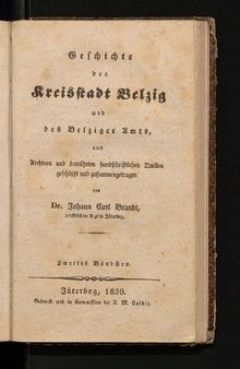 Geschichte der Kreisstadt Belzig und des Belziger Amts