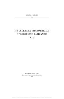 Miscellanea Bibliothecae Apostolicae Vaticanae