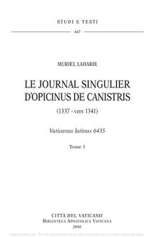 Le journal singulier d'Opicinus de Canistris (1337-1341): Vaticanus latinus 6435. Ediz. latina e francese