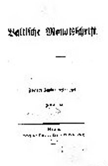 Baltische Monatsschrift