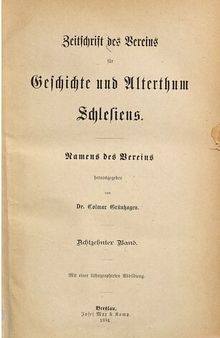 Zeitschrift des Vereins für Geschichte und Alterthum Schlesiens