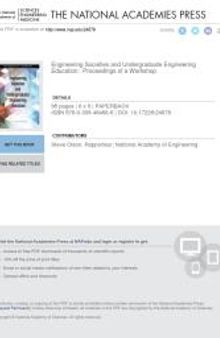 Engineering Societies and Undergraduate Engineering Education: Proceedings of a Workshop
