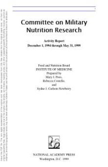 Committee on Military Nutrition Research: Activity Report 1994-1999