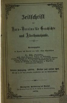 Zeitschrift des Harz-Vereins für Geschichte und Alterthumskunde