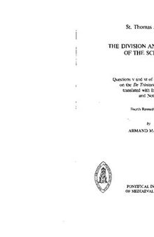 Aquinas, The Division and Methods of the Sciences. Qq V & VI of Comm De Trinitate of Boethius