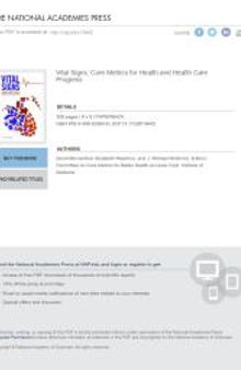 Vital Signs: Core Metrics for Health and Health Care Progress
