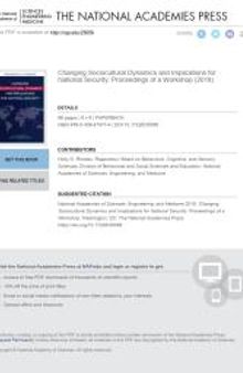 Changing Sociocultural Dynamics and Implications for National Security: Proceedings of a Workshop