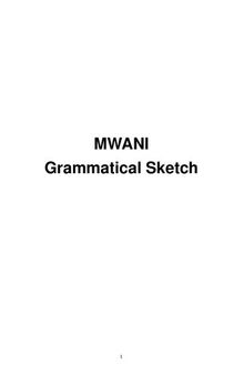 Mwani Grammatical Sketch