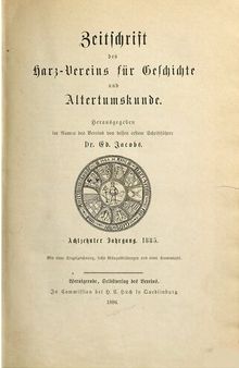 Zeitschrift des Harz-Vereins für Geschichte und Alterthumskunde