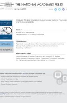 Graduate Medical Education Outcomes and Metrics: Proceedings of a Workshop