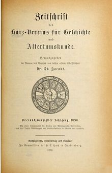 Zeitschrift des Harz-Vereins für Geschichte und Alterthumskunde