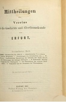 Mitteilungen des Vereins für die Geschichte und Altertumskunde von Erfurt