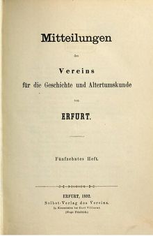 Mitteilungen des Vereins für die Geschichte und Altertumskunde von Erfurt